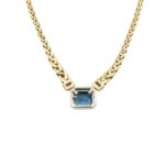 Aquamarin Collier 40cm Gelbgold 750 / 18K mit Diamanten Vorschau