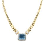 Aquamarin Collier 40cm Gelbgold 750 / 18K mit Diamanten Vorschau