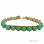 Armband 18cm Gelbgold 750 / 18 Karat mit grünen Steinen - Bild 4 Vorschau