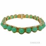 Armband 18cm Gelbgold 750 / 18 Karat mit grünen Steinen Vorschau