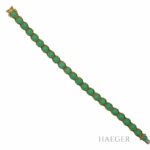 Armband 18cm Gelbgold 750 / 18 Karat mit grünen Steinen - Bild 2 Vorschau