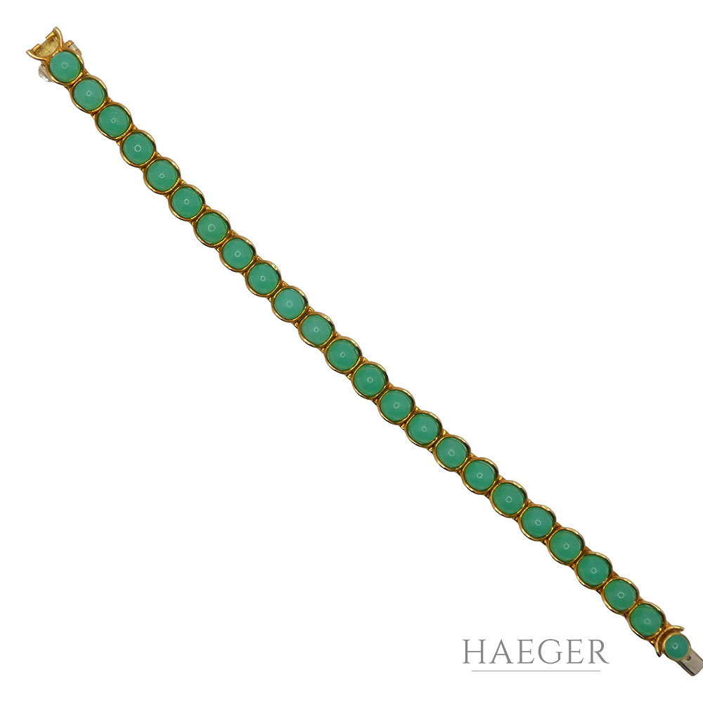 Armband 18cm Gelbgold 750 / 18 Karat mit grünen Steinen - Bild 2