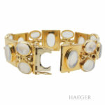 Armband 18cm Gelbgold 750 / 18 Karat mit Mondstein - Bild 4 Vorschau