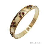 Fries Arauner Armreif 17cm Gelbgold 585 / 14 Karat mit Granat Vorschau