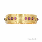 Fries Arauner Bangle Armreif 17,5cm Gelbgold 750 / 18K mit Granat Vorschau