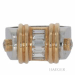 Baguette Diamant Ring Bicolor Gold 18 Karat Gr. 54 Vorschau