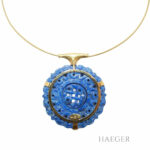 Fries Arauner Collier 42cm Gelbgold 750 / 18K mit blauem Halbedelstein - Bild 4 Vorschau