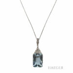 Art Deco Collier 43cm Platin Weißgold 750 / 18K mit Diamanten und Topas Vorschau