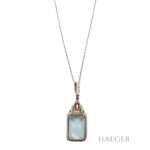 Art Deco Collier 43cm Platin Weißgold 750 / 18K mit Diamanten und Topas - Bild 3 Vorschau