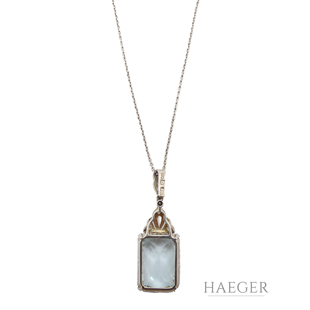 Art Deco Collier 43cm Platin Weißgold 750 / 18K mit Diamanten und Topas - Bild 3