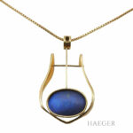 Fries Arauner Kette 42cm Gelbgold 585 / 14K mit blauem Mondstein Vorschau