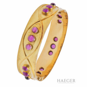 Bangle Armreif 17,5cm Gelbgold 750 18 Karat mit Granat