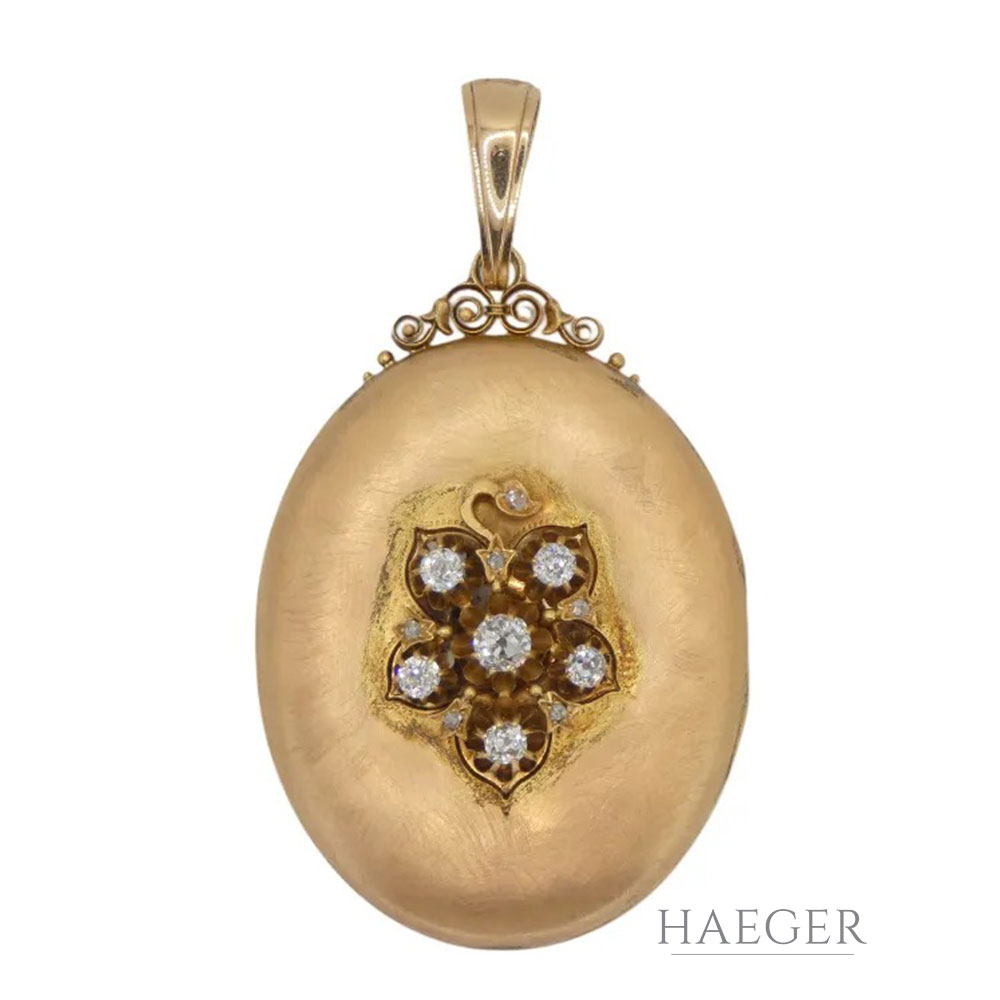 Medaillon Gelb, Roségold 585 / 14 Karat mit Diamanten