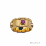 Ring Gr.56 Gelbgold 750 / 18K mit Diamant Rubin Saphir und Smaragd - Bild 3 Vorschau