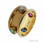 Ring Gr.56 Gelbgold 750 / 18K mit Diamant Rubin Saphir und Smaragd Vorschau