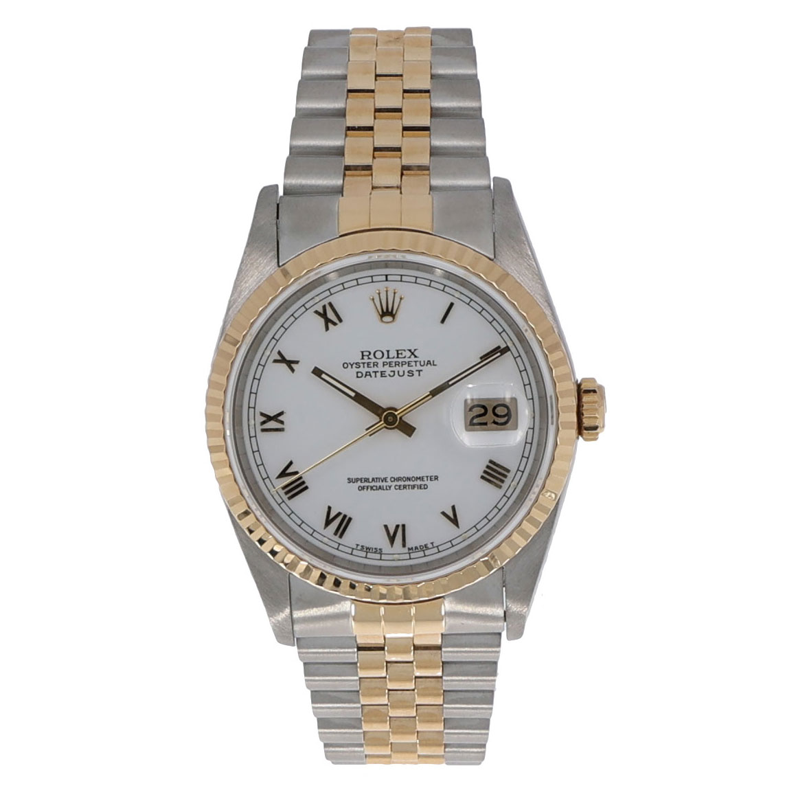 Rolex Datejust 36 Ref. 16233 Steel/Gold 18 K Fluted Bezel Jubilee Full Set 1993 Wempe LC100