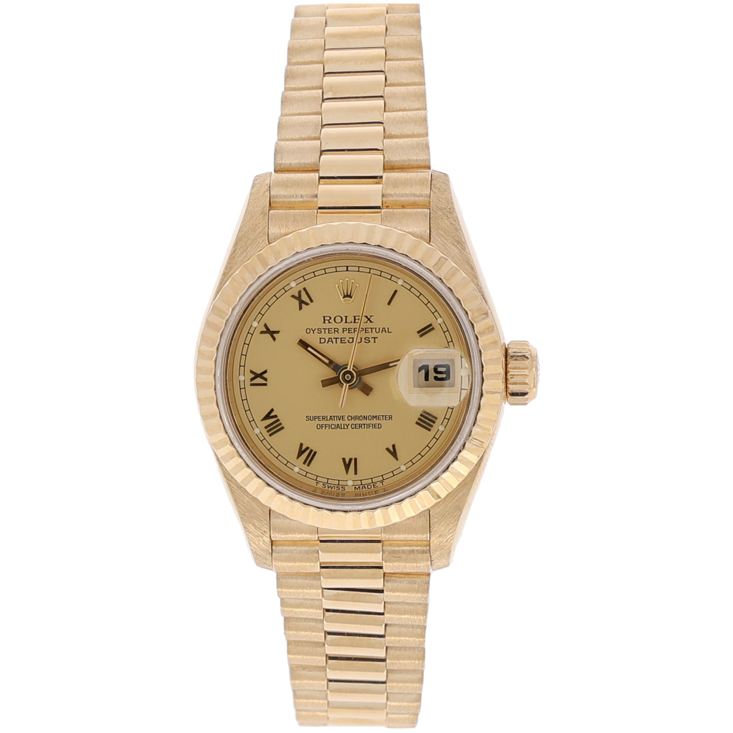 Rolex Lady Datejust 26 Gold Factory Diamond Dial+Bezel Vintage Uh