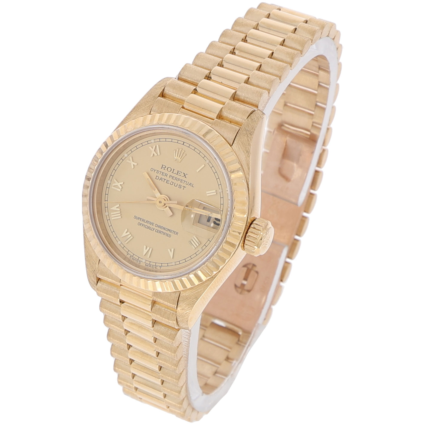 Rolex Lady Datejust 26 Gold Factory Diamond Dial+Bezel Vintage Uh