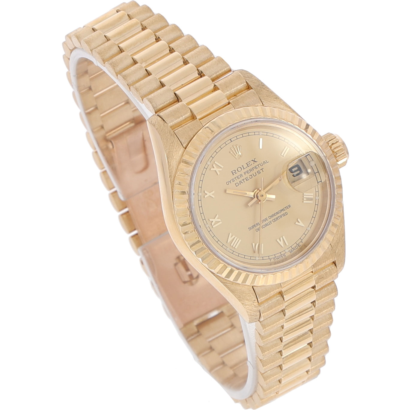Rolex Lady Datejust 26 Gold Factory Diamond Dial+Bezel Vintage Uh