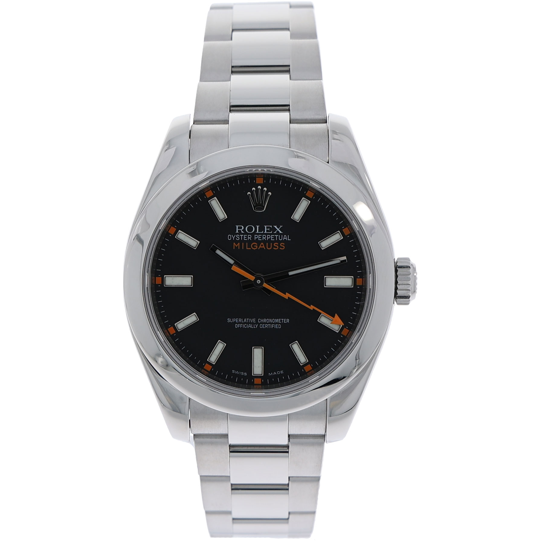 Rolex Milgauss Stahl Uhr schwarzes Ziffernblatt