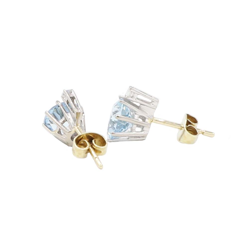 Aquamarin Ohrstecker Gelb-, Weißgold 585/ 14 Karat mit 0,06 ct Diamanten - Bild 3