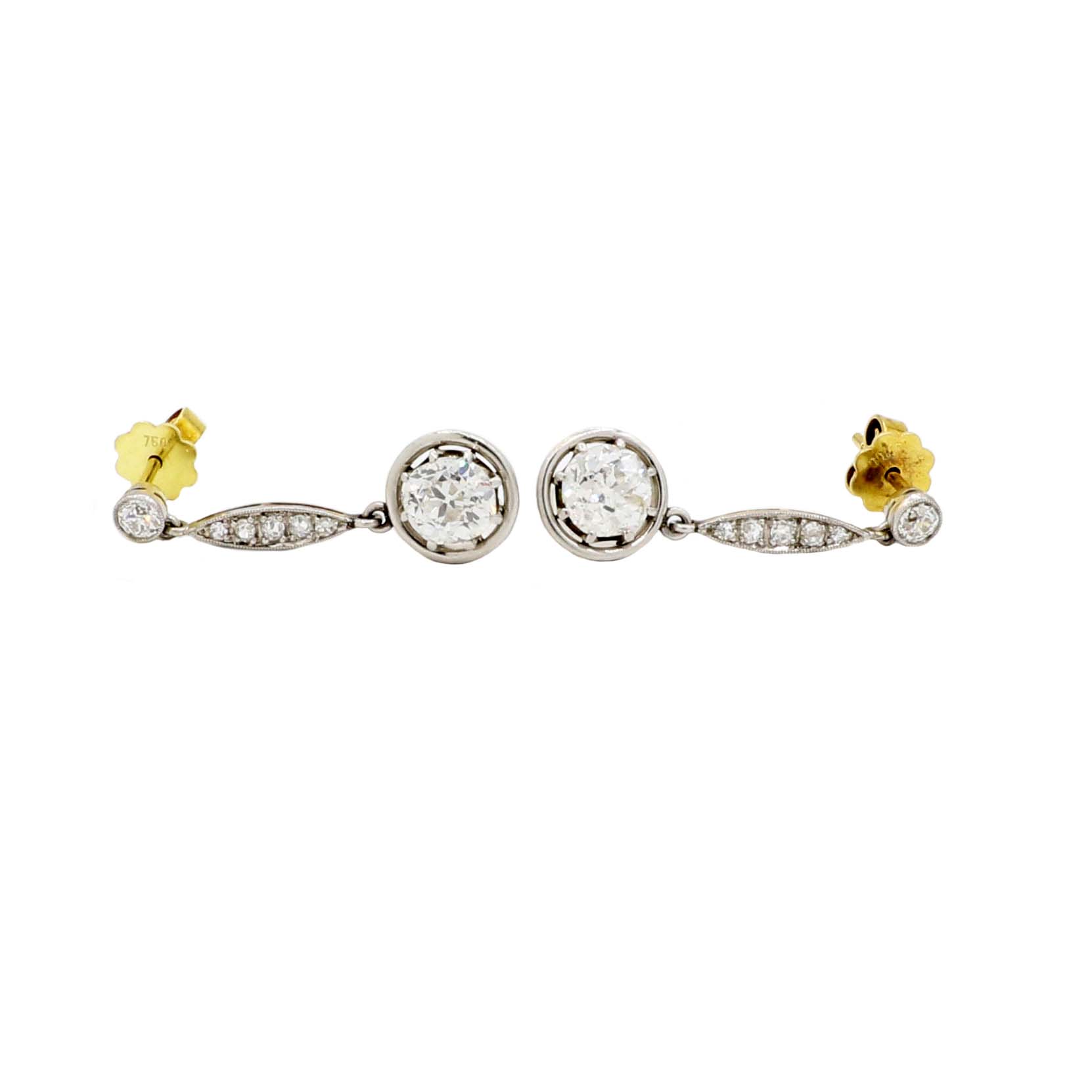 Freco Ohrhänger Platin 950, Gelbgold 750/ 18 Karat mit 2,28 ct Diamanten - Bild 2