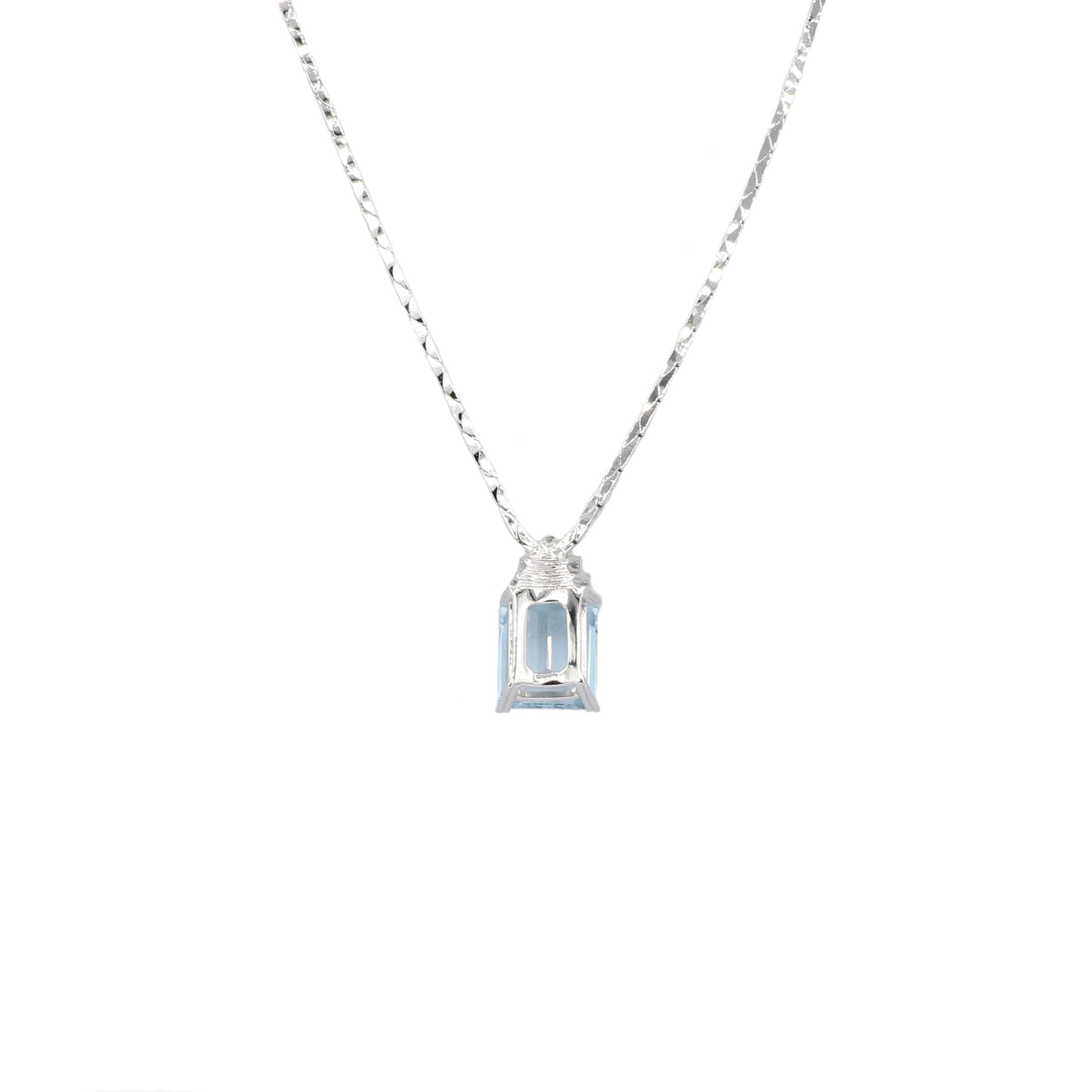 Aquamarin Collier 45 cm Weißgold 585/ 14 Karat mit 0,48 ct. Diamanten