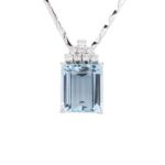Aquamarin Collier 45 cm Weißgold 585/ 14 Karat mit 0,48 ct. Diamanten Vorschau