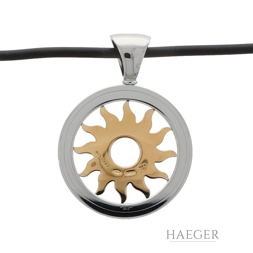 Bulgari Tondo Sun Collier Edelstahl, Gelbgold 18 Karat