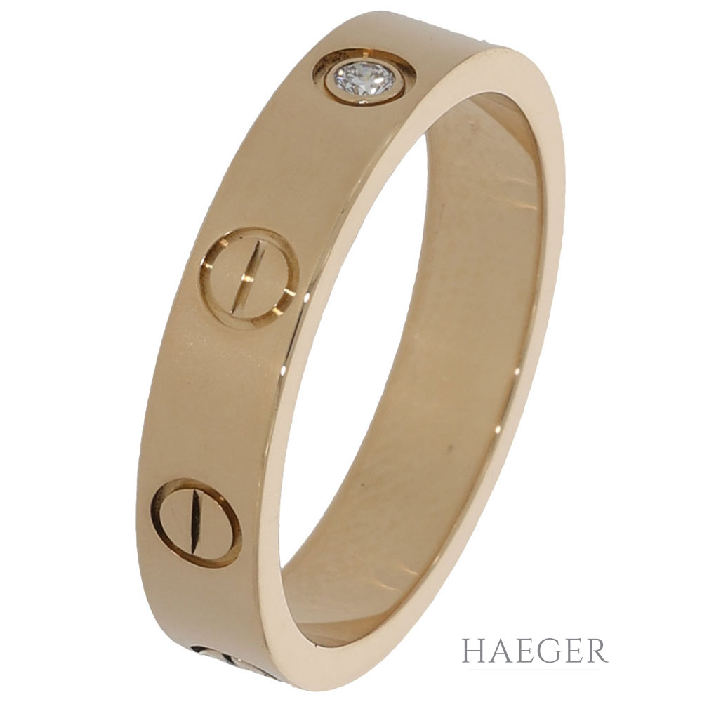 Cartier Love Ring Gr. 51 kleines Modell mit einem Diamanten Gelbgold 750/ 18 Karat