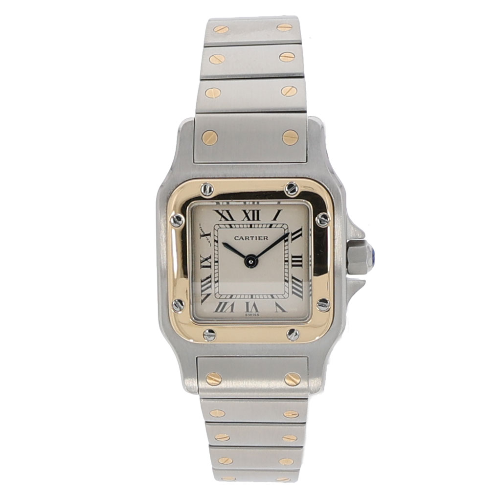 Cartier Santos Galbée Lady Galbée Steel/Gold 18K champagne dial ca. 1990's Vintage Watch