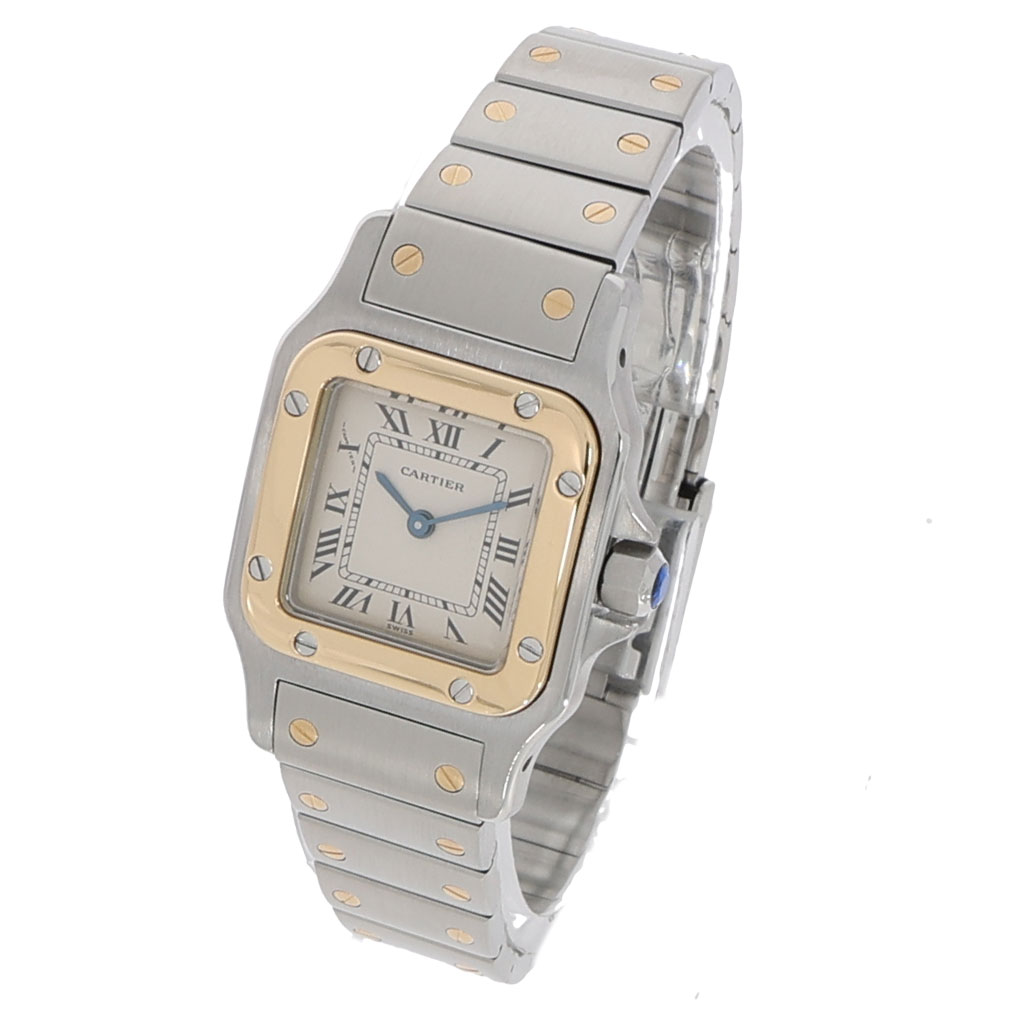 Cartier Santos Galbée Lady Galbée Steel/Gold 18K champagne dial ca. 1990's Vintage Watch