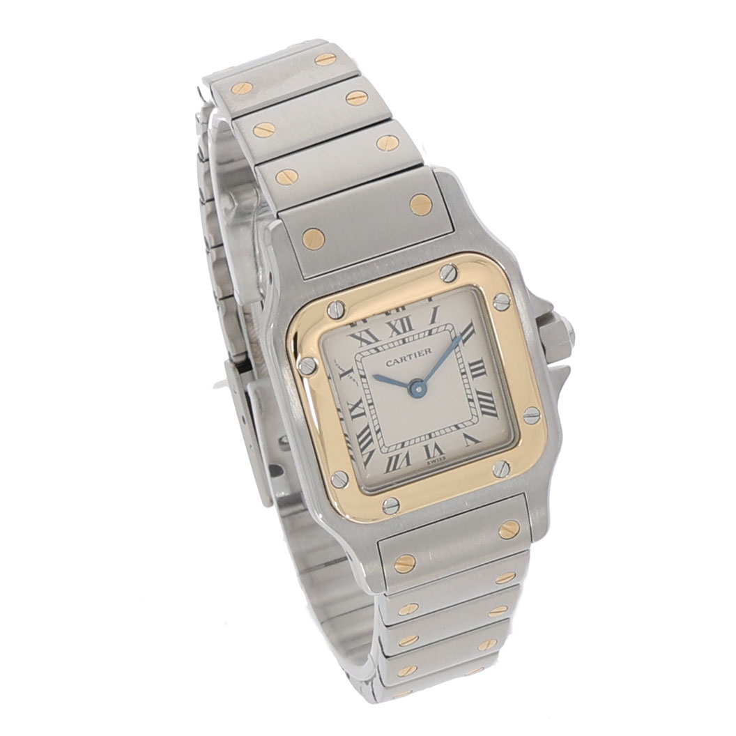 Cartier Santos Galbée Lady Galbée Steel/Gold 18K champagne dial ca. 1990's Vintage Watch