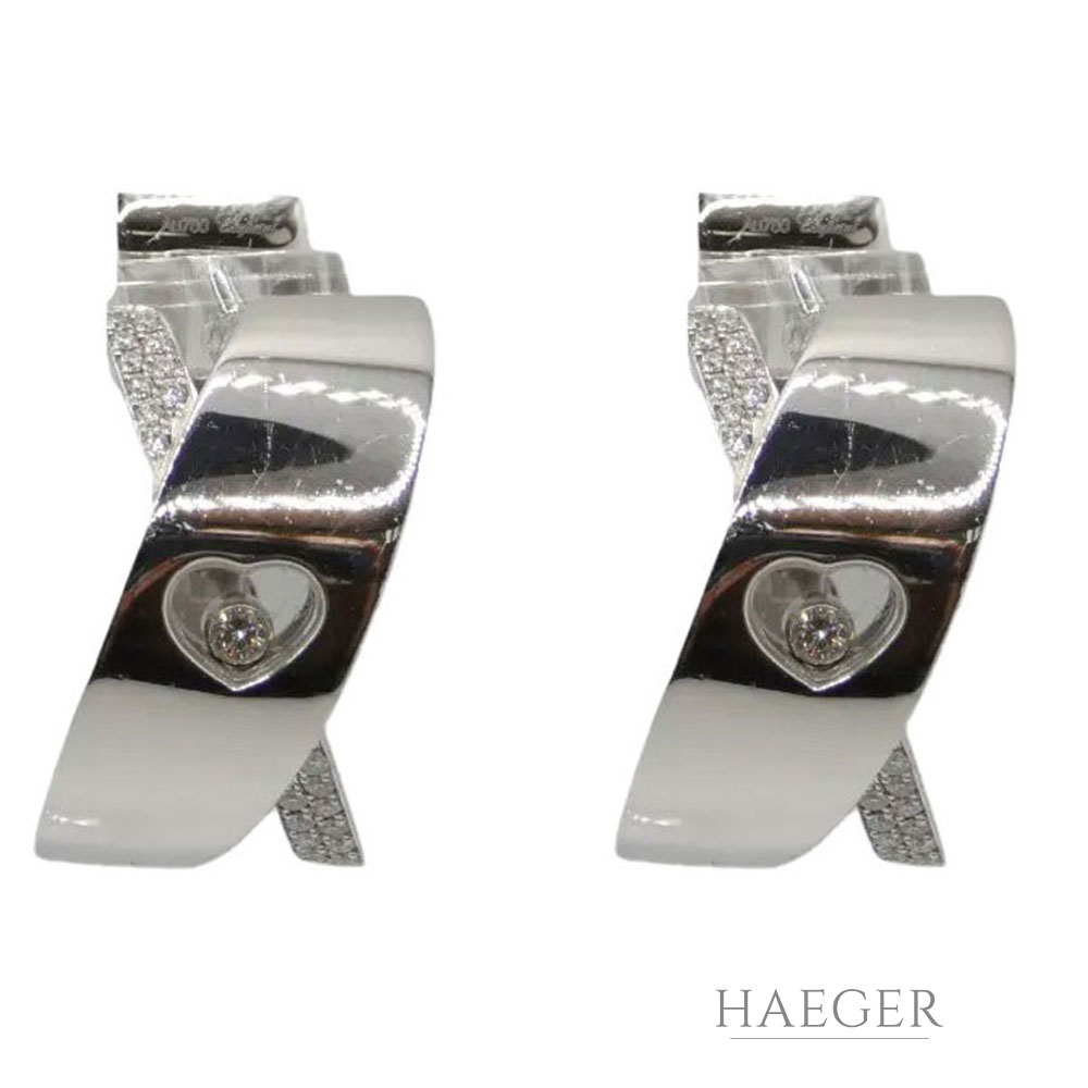 Chopard Happy Diamonds Ohrclips Weißgold 750/ 18 Karat mit 0,38ct Diamanten mit Originalbox und Papiere