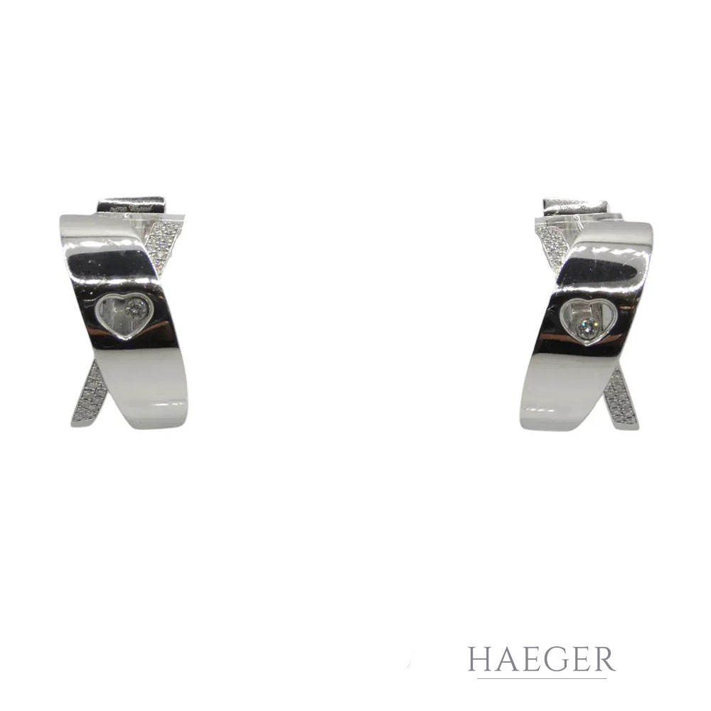 Chopard Happy Diamonds Ohrclips Weißgold 750/ 18 Karat mit 0,38ct Diamanten mit Originalbox und Papiere