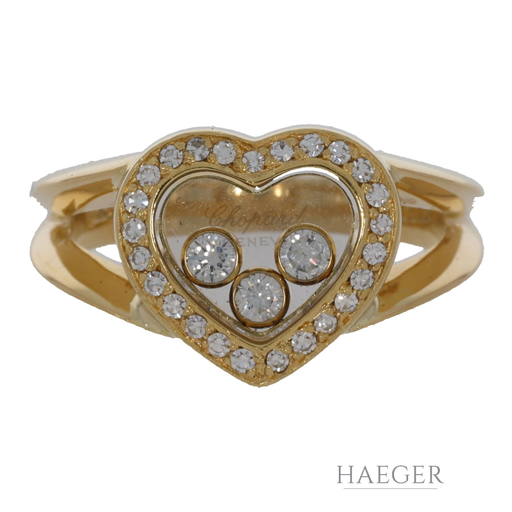 Chopard Happy Diamonds Ring Gr. 51 Gelbgold 750/ 18 Karat mit 0,30 ct Diamanten