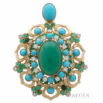 Collier 75 cm Gelbgold 750/ 18 Karat mit Anhänger/ Brosche im Set ca. 2,00 ct Diamanten Vorschau