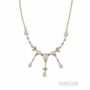 Vintage Collier 48 cm Roségold 333/ 8 Karat mit Opalen und Perlen