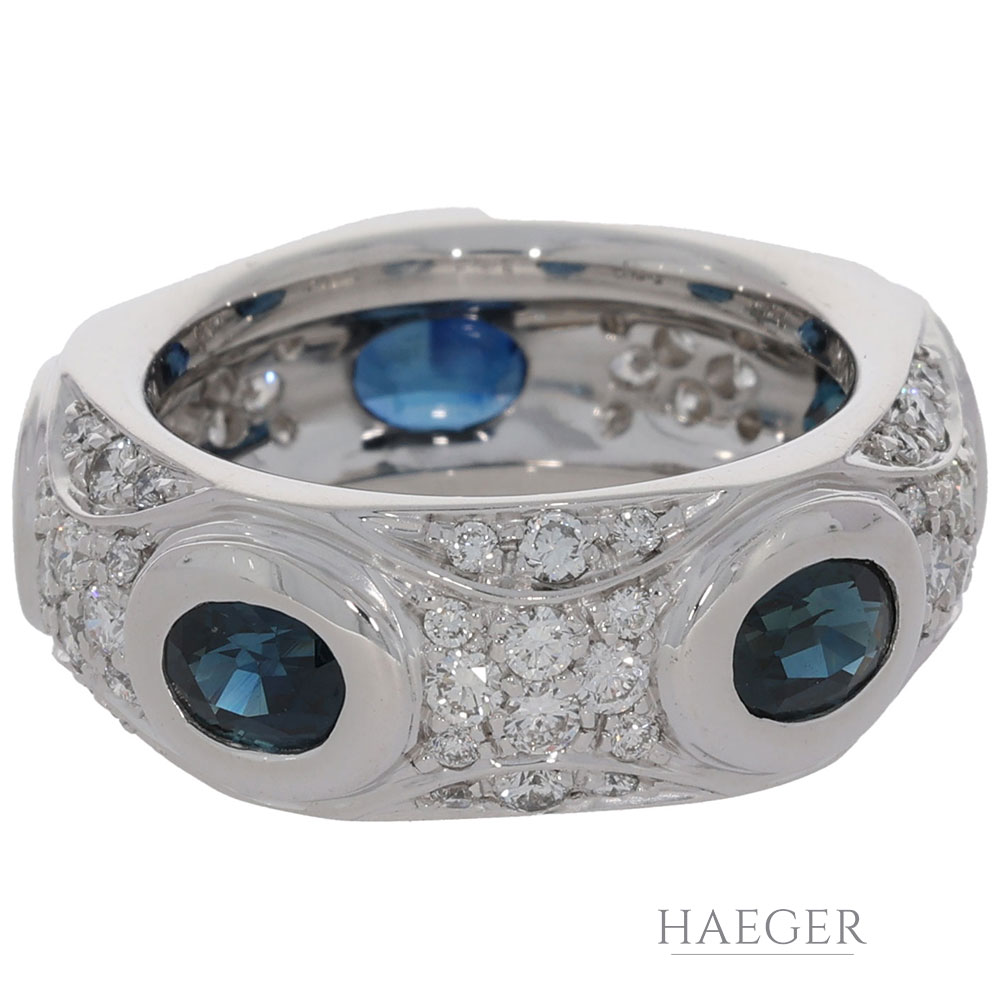 Saphir Ring Gr. 57 Weißgold 750/ 18 Karat mit ca. 1,38 ct Diamanten