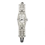 Freco Art Déco Armbanduhr Platin 950, Weißgold 585/ 14 Karat mit 1,35 ct Diamanten Vorschau