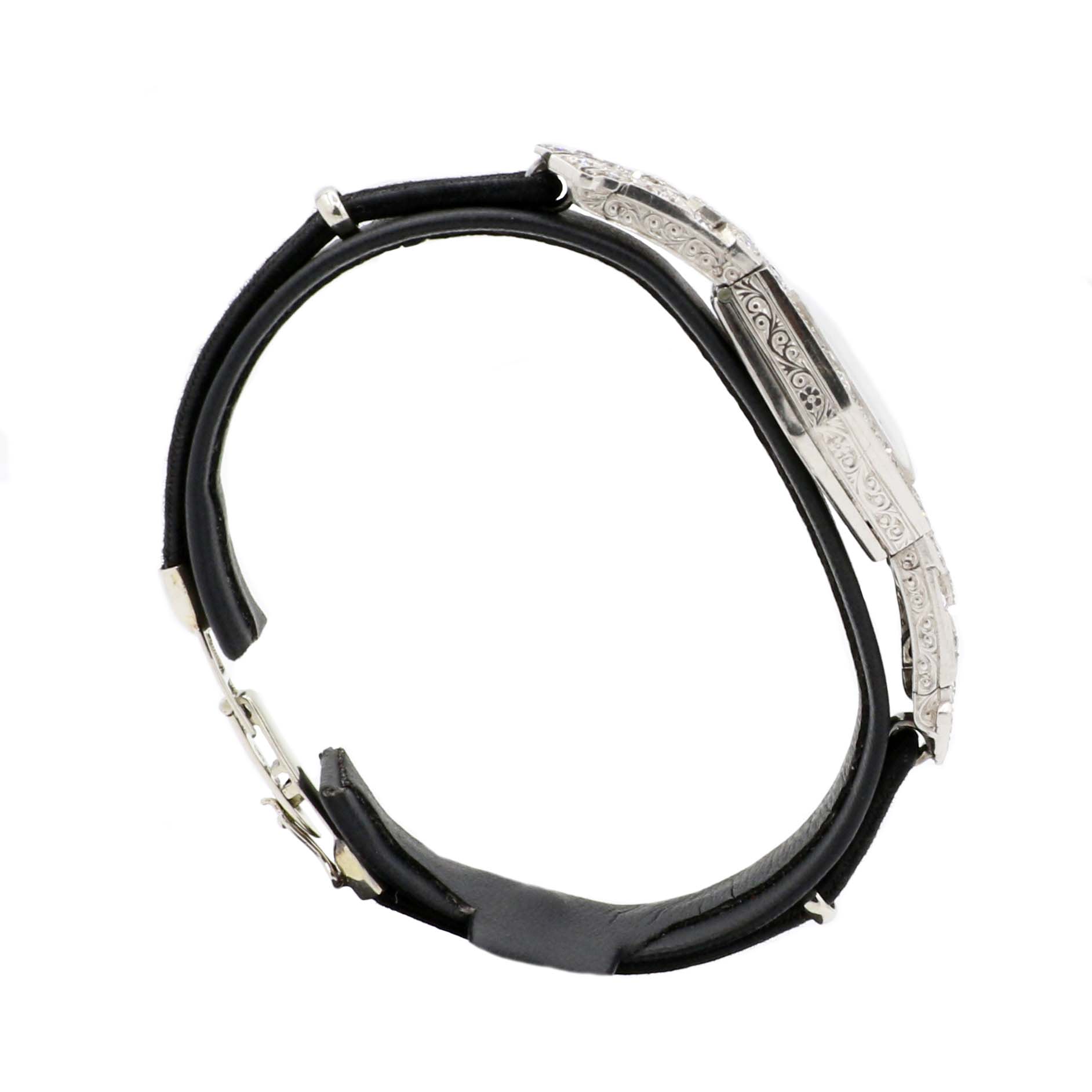 Freco Art Déco Armbanduhr Platin 950, Weißgold 585/ 14 Karat mit 1,35 ct Diamanten