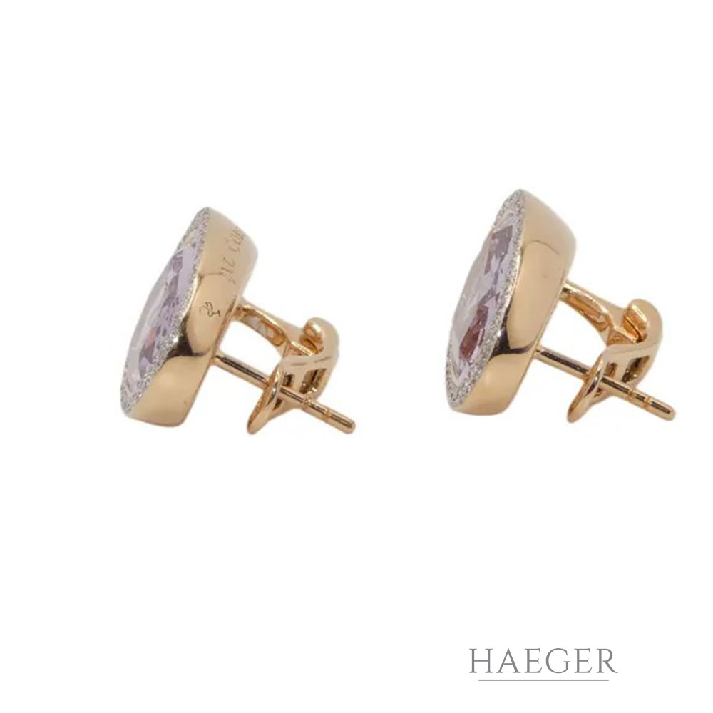Al Coro Giola Ohrstecker Roségold 750/ 18 Karat mit pinkfarbenem Quarz und 0,44 ct Diamanten - Bild 4