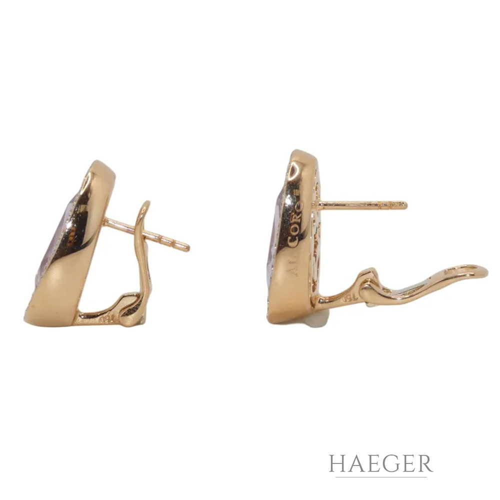 Al Coro Giola Ohrstecker Roségold 750/ 18 Karat mit pinkfarbenem Quarz und 0,44 ct Diamanten - Bild 5