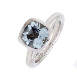 Aquamarin Ring Gr. 54 Weißgold 750/ 18 Karat