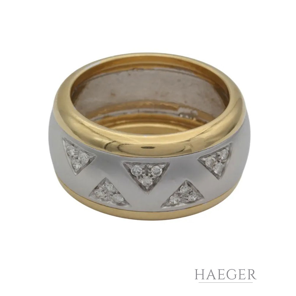 Bandring Gr. 57 Gelb- und Weißgold 750/ 18 Karat mit ca. 0,25ct Diamanten