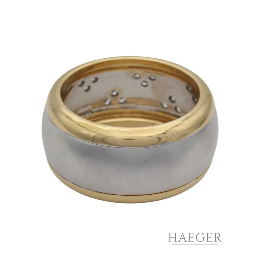 Bandring Gr. 57 Gelb- und Weißgold 750/ 18 Karat mit ca. 0,25ct Diamanten