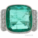 Smaragd Ring Gr. 53 Platin 950 mit 0,80 ct Diamanten - Bild 2 Vorschau