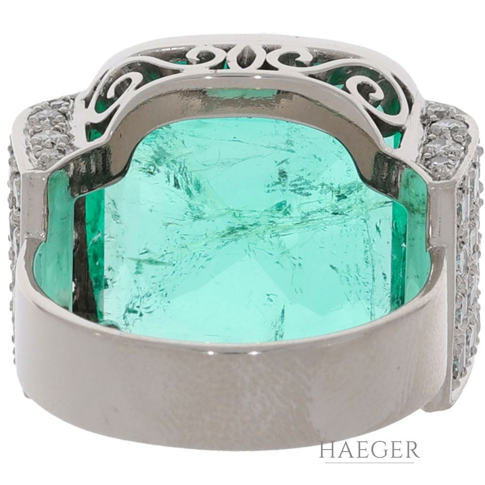 Smaragd Ring Gr. 53 Platin 950 mit 0,80 ct Diamanten - Bild 3