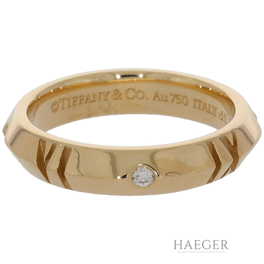 Tiffany and Co. Ring Gr. 57 Gelbgold 750/ 18 Karat mit 0,08 ct. Diamanten und Originalbox