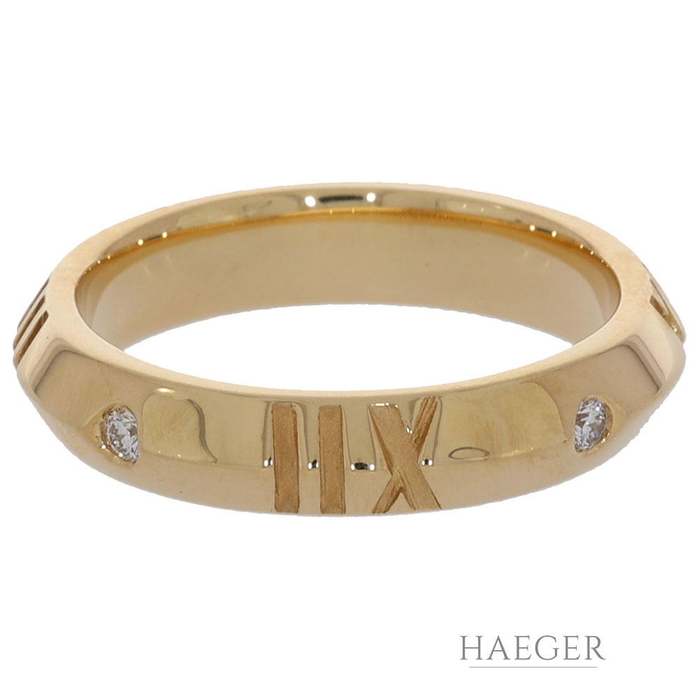 Tiffany & Co. Ring Gr. 57 Gelbgold 750/ 18 Karat mit 0,08 ct. Diamanten und Originalbox